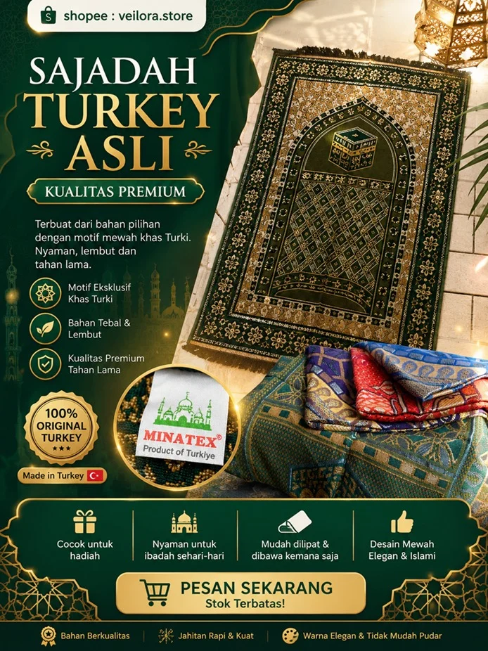 Sajadah Turki Halus Premium Perlengkapan Sholat Haji Motif Ukuran 50x100 Rajut Lembut Hajiumroh Travel Souvenir Turkey